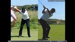 Jon Rahm golf swing  Long Iron faceon amp downtheline July 2017 [upl. by Nolrev]