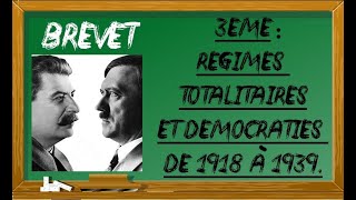 3èmeHISTOIRETotalitarismes et démocraties en Europe 19181939  Brevet [upl. by Gray]