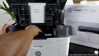 HP LASER MFP 135W LEARN HOW TO LOAD THE INK TONER [upl. by Saire]