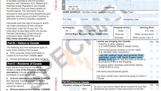 Canada Customs Declaration Card How to Fill Step by Step Full Information [upl. by Hulburt454]