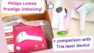 Philips Lumea Unboxing  Comparison with Tria  Review Home Laser Hair Removal [upl. by Andrey]