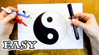 How To Draw A Perfect Symmetrical Yin And Yang Easily  Easy Method To Draw Yin Yang Symbol [upl. by Gaskill]