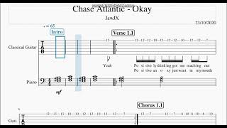 Chase Atlantic  quot Okay quot Guitar Tabs Sheet Music [upl. by Gilcrest]