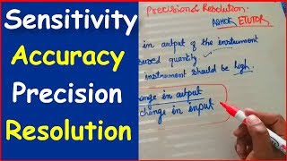 Sensitivity Accuracy Precision and Resolution Value in Instrumentation Measurement [upl. by Ase]