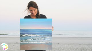 How to Paint in Acrylics  Ocean Painting Tutorial [upl. by Nat145]