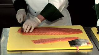 How To Portion Cut Salmon Filet [upl. by Nuawtna]