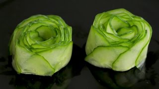 How to Make Cucumber Rose Garnish [upl. by Anaihr723]