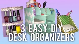 3 EASY DIY Desk Organizer Ideas [upl. by Suoinuj348]