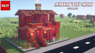 Beautiful red house in minecraft  tutorial how to build [upl. by Nosoj]