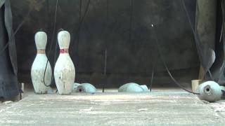 Backyard Duckpin Bowling with String Pinsetter [upl. by Gievlos]