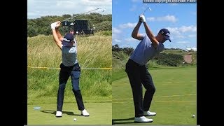 Justin Thomas golf swing  Long Iron faceon amp downtheline July 2017 [upl. by Joerg]