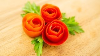 How To Make Tomato Rose Garnish [upl. by Ahsercel]