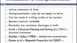 Misrepresentation Lecture 1 of 4 [upl. by Irafat]