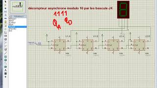 décompteur asynchrone modulo 10 par les bascule JK [upl. by Aehtorod351]