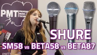 Shure SM58 vs Beta 58A vs Beta 87A Vocal Mic Comparison [upl. by Hackett823]