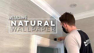 Hanging Natural Wallpaper Grasscloth Wallpaper Install [upl. by Grosz]