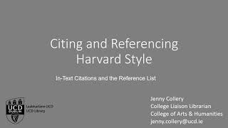 Citing and referencing using the Harvard Style [upl. by Ateerys]