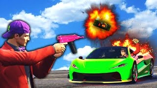 SHOOTING A STICKY BOMB MIDAIR GTA 5 Funny Moments [upl. by Bolten]